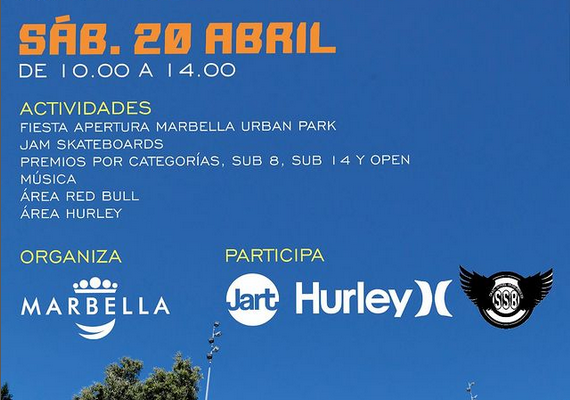 Skateboard Jam Sessions | Marbella urban park sábado 20 abril